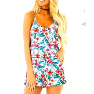 Tropical Floral Print Romper